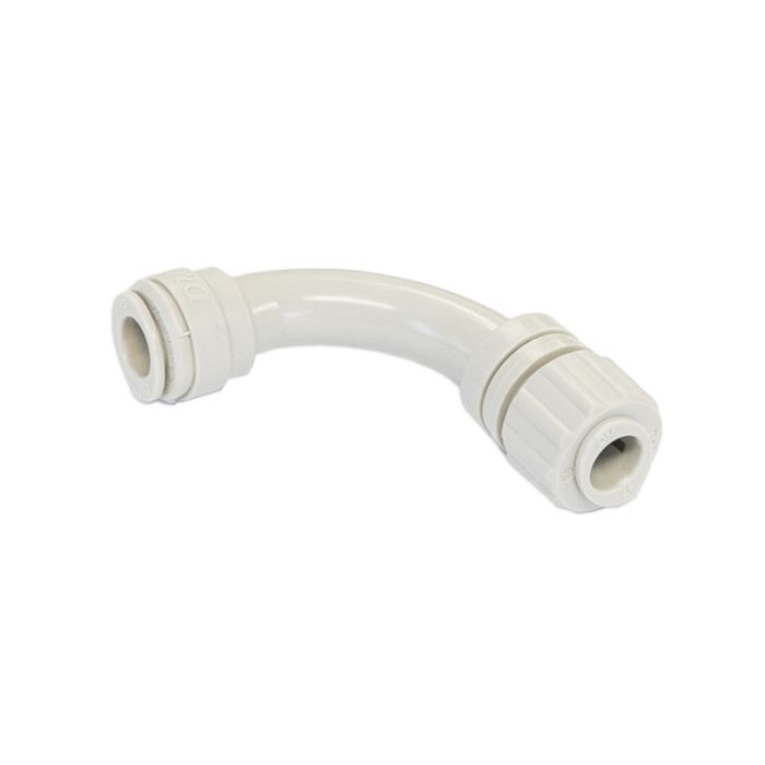 DM Push In Fitting - Power Adaptor Flow Bend 8mm to 8mm 