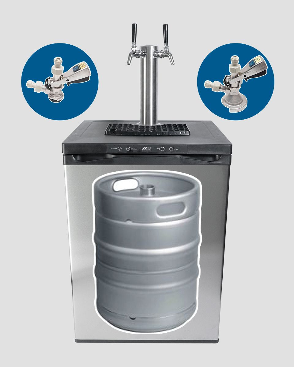 KegMaster Premium view showing a superposed 50L commercial keg.