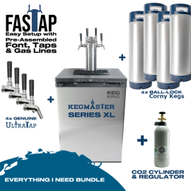 Kegerator KegMaster XL Premium Quad Tap Everything I Need Bundle 19L Corny Keg