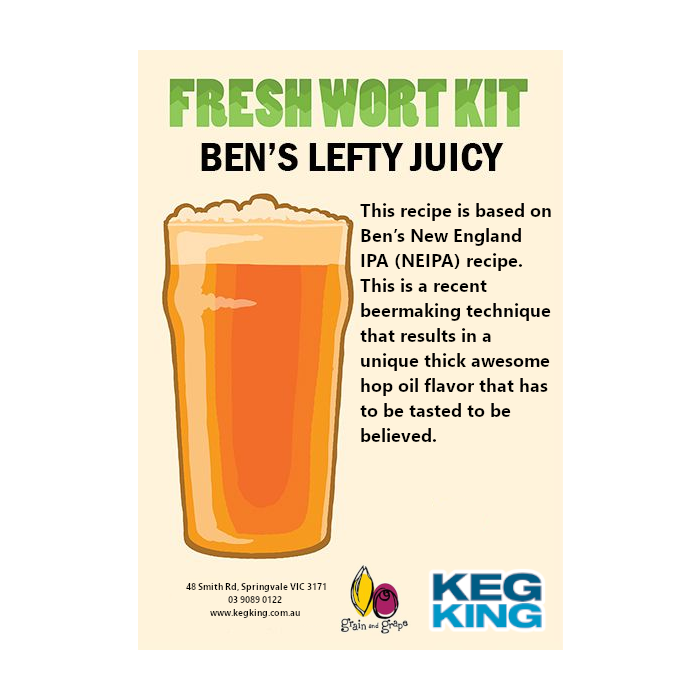 Ben's Lefty Juicy NEIPA Artisan Ale Grain & Grape Fresh Wort Kit